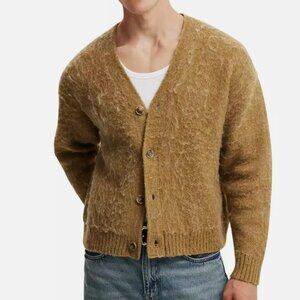 Cotton On Men's Cropped Cardigan Sweater Wheat Size S
